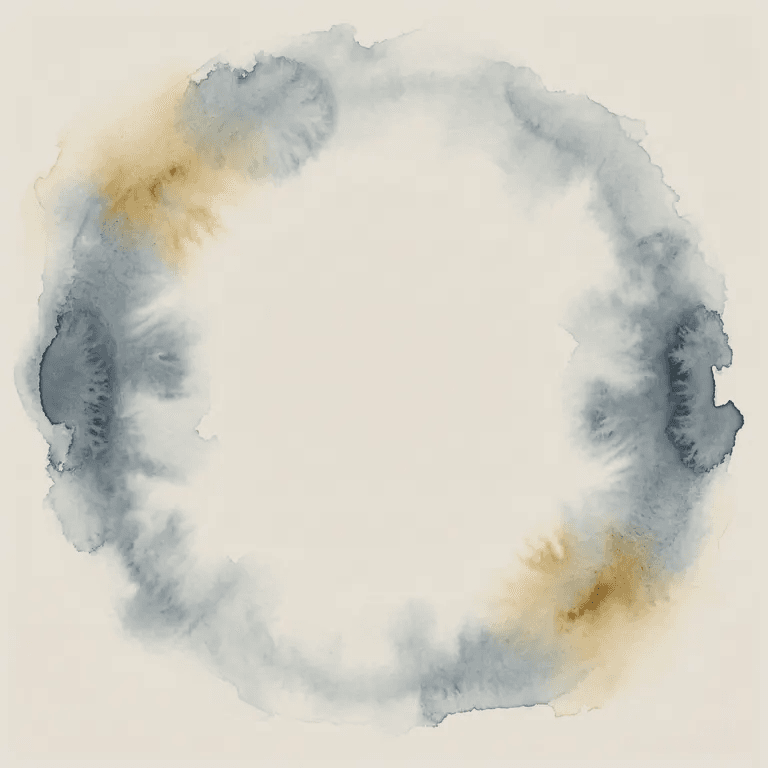 Abstract watercolour in slate blue and ochre on stone paper